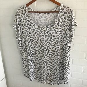 Women’s Cute Baby Tee Shirt Floral White Butter Yellow Blue Plus Size 2X